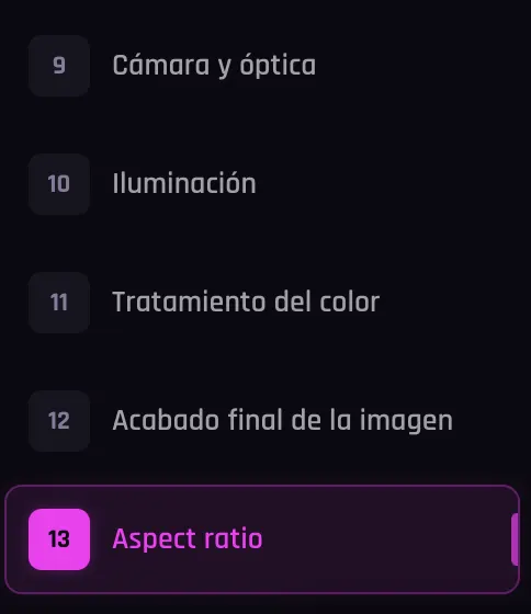 Módulos 8 a 14 del Prompt Builder de Renderface